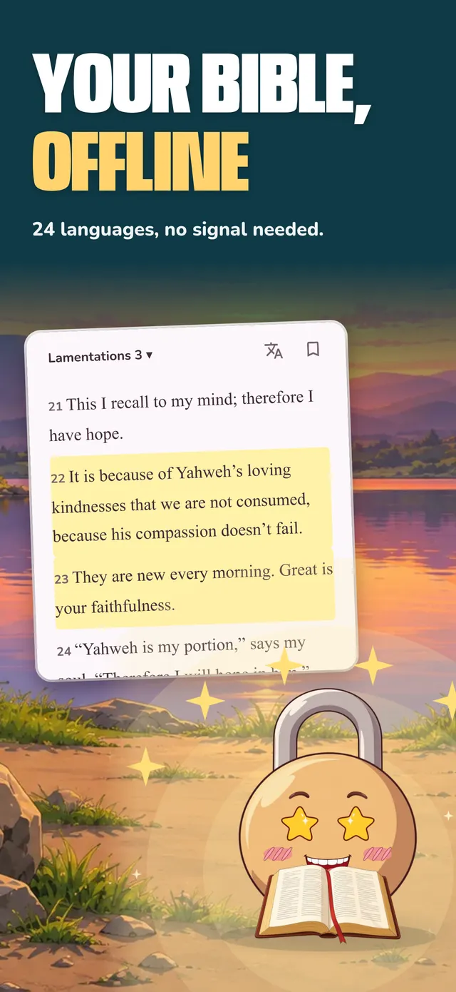 Your Bible offline in 24 languages
