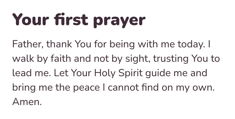 A short first prayer shown in the app